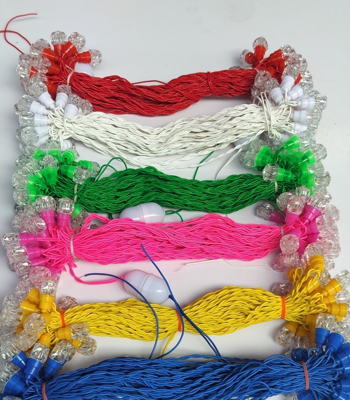 40 FEET 50LAMP ICE QUB MOLD 8 MM 3 CHIP LED PURE COPPER WIRE  COLORS  WW, RED, GREEN, WHAIT, PINK, BLUE, SUPPLY 230V AC - Diamond Electronics